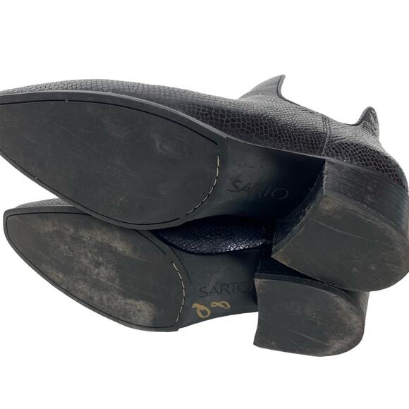 Franco Sarto Ashbury Boots Ankle Snake Embossed Leather Womens Size 6.5M Black - Picture 8 of 10